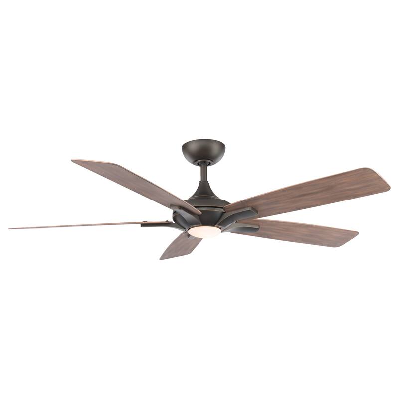 Mykonos Indoor and Outdoor 5-Blade Smart Ceiling Fan 60in with 3000K LED Light Kit and Remote Control - 60 inches - Oil Rubbed Bronze Barn Wood
