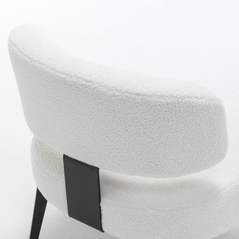 SEYNAR Modern Armless Faux Sherpa Accent Chair with Metal Legs Set of 2