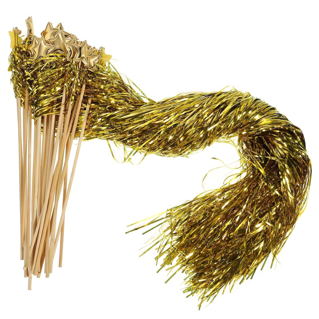 24pcs Fairy Wands Shiny Streamers with Bell Metallic Foil Fringe Party