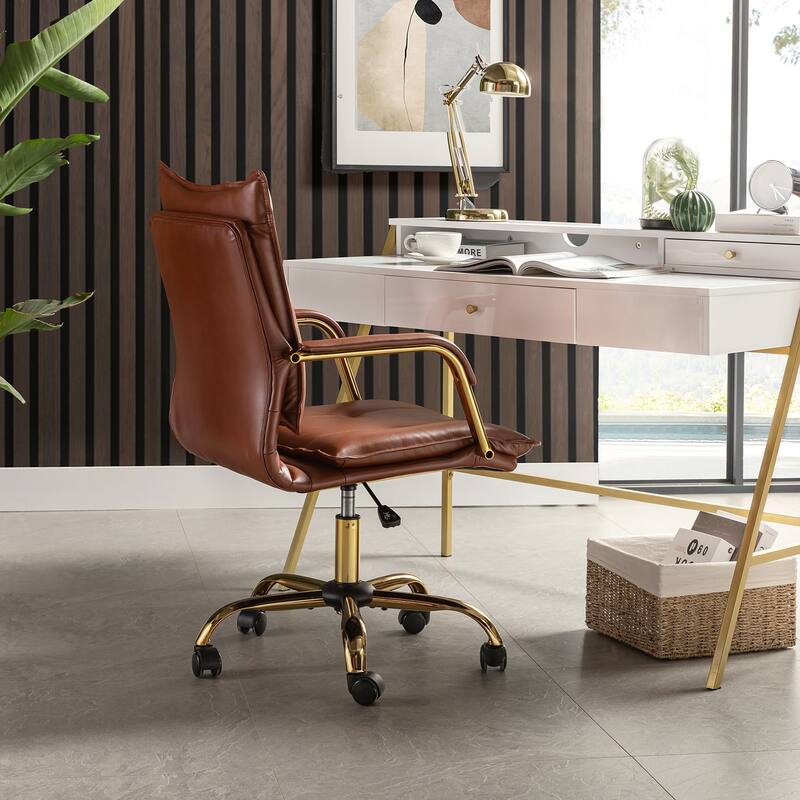 Zarina Modern Faux Leather Swivel Office Desk Chair with Height-adjustable by HULALA HOME