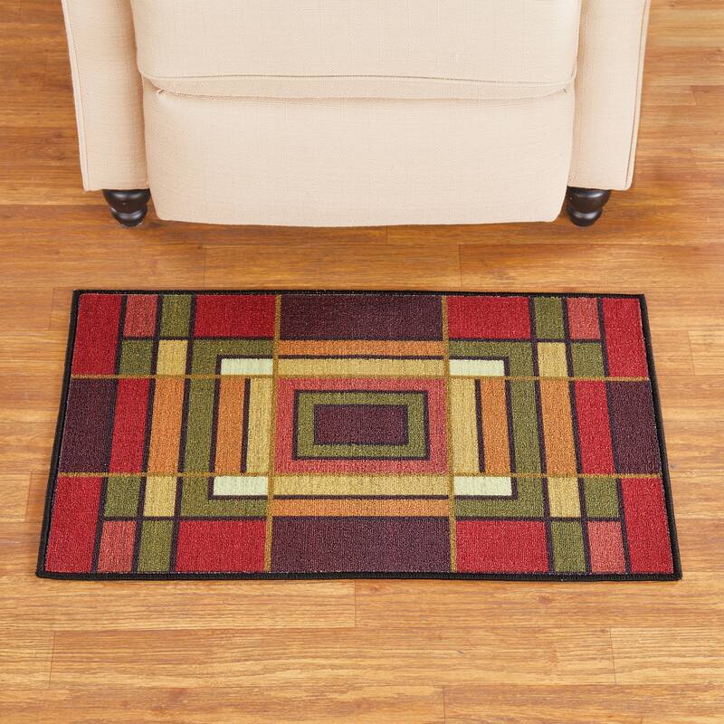 Elegant Color Block Skid-Resistant Accent Rug