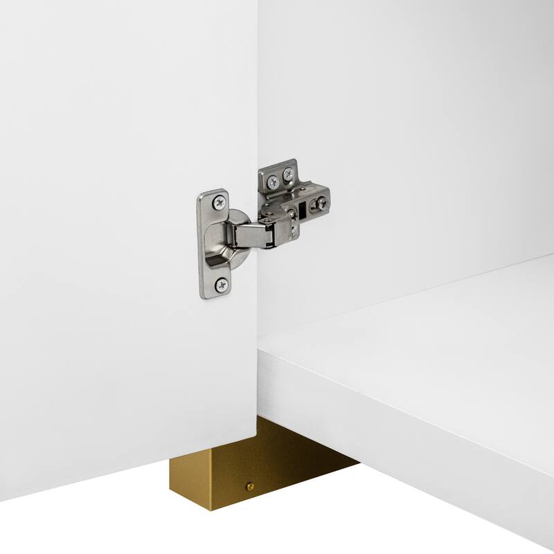 59.8" Sideboard Buffet Cabinet with arched ceiling and 4-door Pine veneer Storage Cabinet with Adjustable Shelves