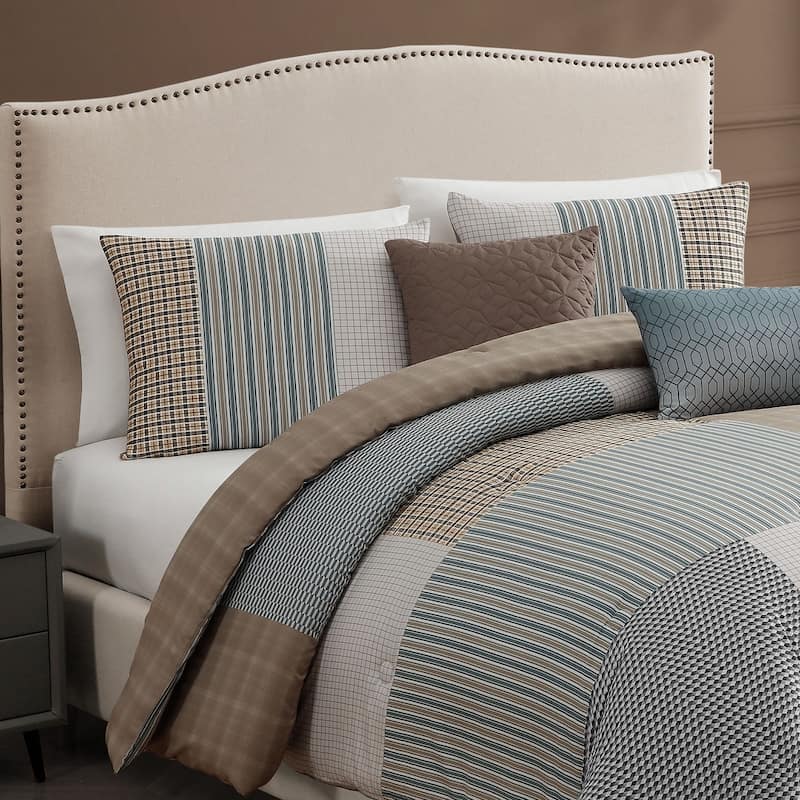 Bebejan Tranquil Patch 100 % Cotton Sateen 5 Piece Reversible Comforter Set