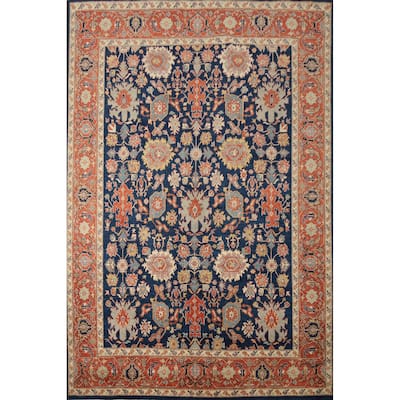 Hand Knotted Oriental 100% Wool Carpet Traditional All-Over Navy Blue & Blues Ziegler Area Rug - 9' 10'' X 8' 0''