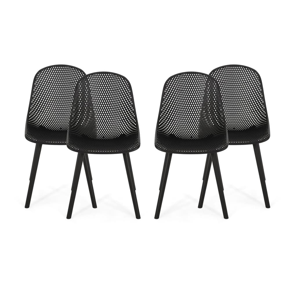 Posey Outdoor Diamond Perforated Modern Dining Chair (Set of 4) by Christopher Knight Home - 18.50" W x 22.50" L x 33.00" H