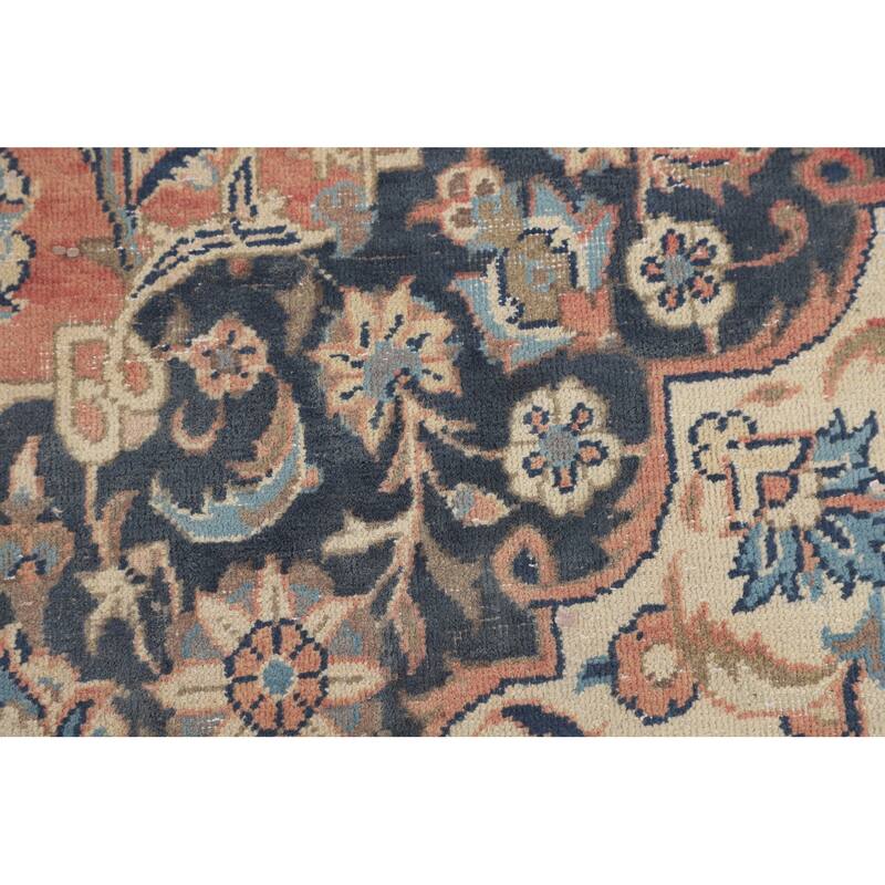 Pink Kashan Persian Large Vintage Area Rug Handmade Wool Carpet - 9'6" x 15'7"