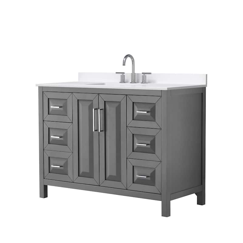 Wyndham Collection WCV252548S-QTZ-US3MXX Daria 48" Free Standing - Dark Gray / White Quartz Top / Polished Chrome