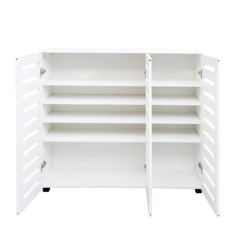 Shoe Cabinet, 5-Tier Shoe Storage Cabinet with Adjustable Shelves, Wooden Shoe Rack Organizer with Louvered Doors,Closet