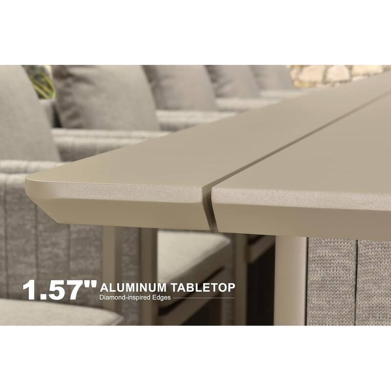 PURPLE LEAF Sanori Patio Dining Set Modern Large Weather-Resistant Table and Aluminum Chairs