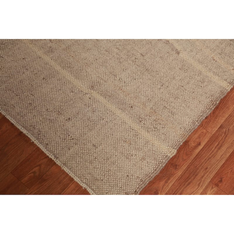Earth Tone Brown Jute Kilim Oriental Area Rug Flatweave Jute Carpet - 9'9" x 11'4"