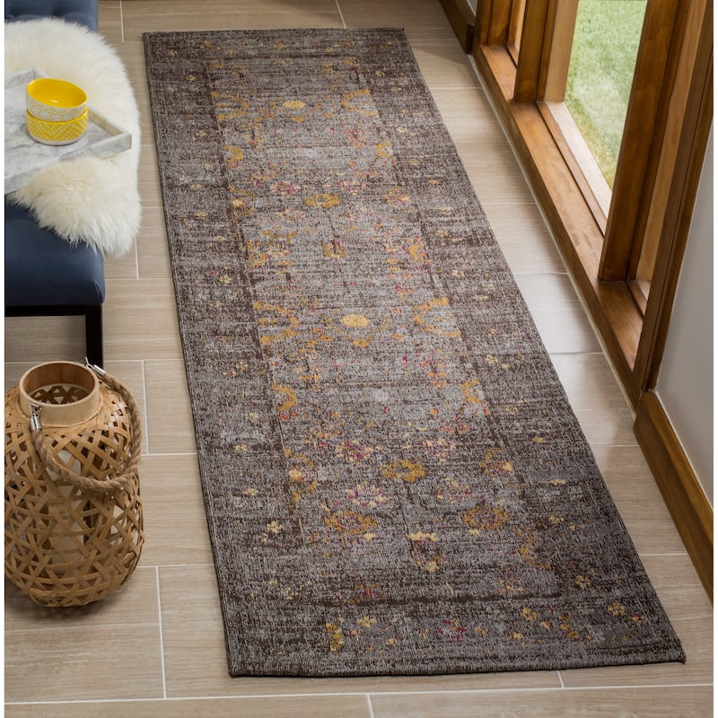 SAFAVIEH Classic Vintage Boho Dora Distressed Oriental Cotton Rug - 2'3" x 8' Runner - Grey/Gold