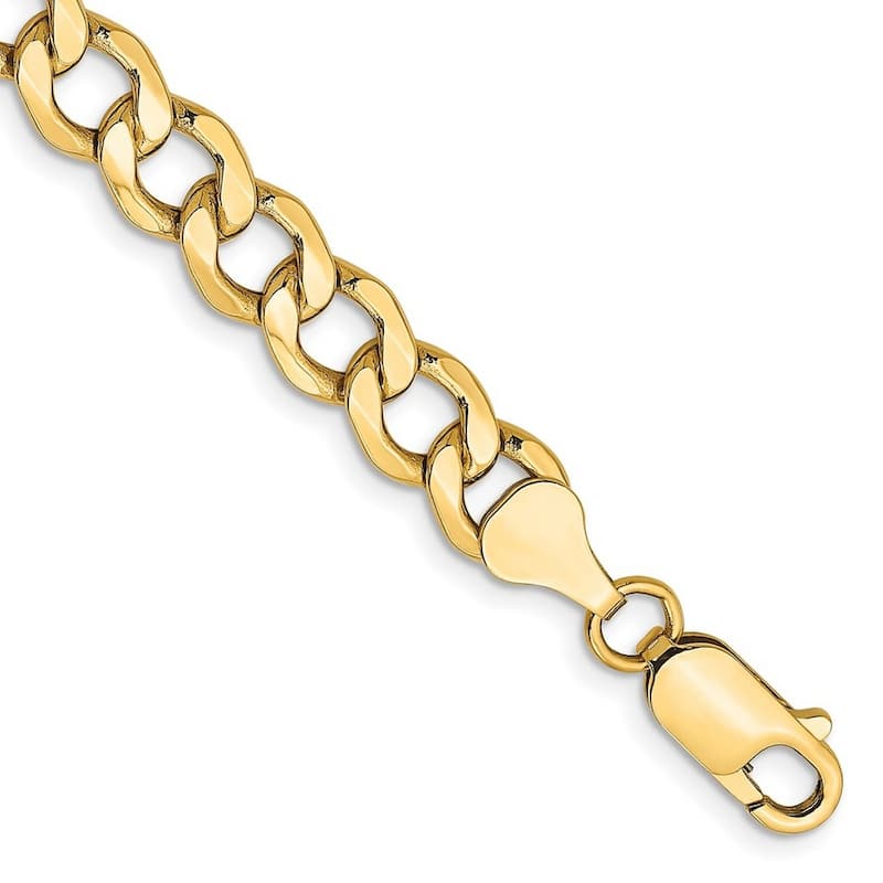 Curata 10k 7.0mm Semi-solid Curb Link Chain Bracelet - 8 Inch