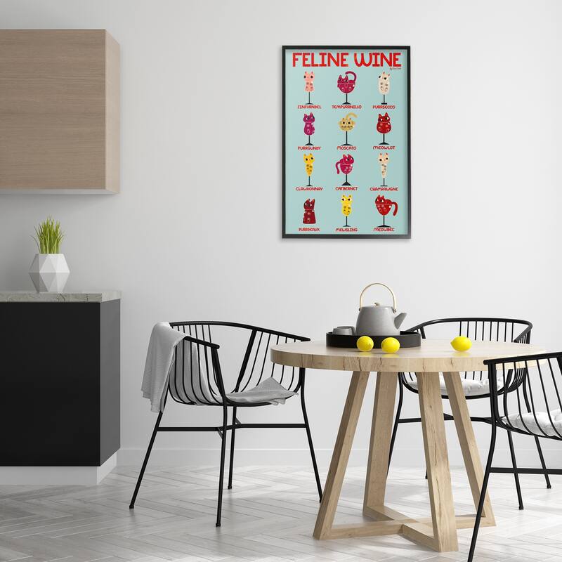 Stupell Clever Feline Wine Drinks Framed Giclee Art Design By Carrie Cantwell