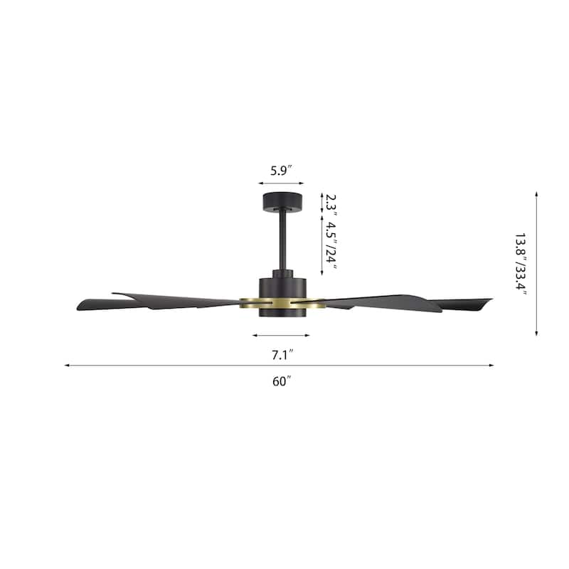 60 in. 6-Plywood Blades Indoor LED Ceiling Fan with Remote