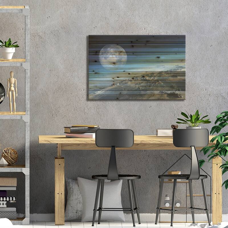 Earth Icy Ocean Aerial View Print On Wood by Johan Swanepoel - Multi-Color