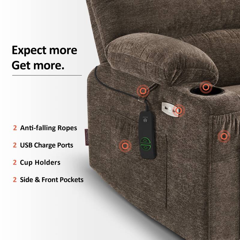 MCombo Power Lift Recliner Chair with Massage and Heat for Big Elderly People, Fabric R7092 (Large-Wide)
