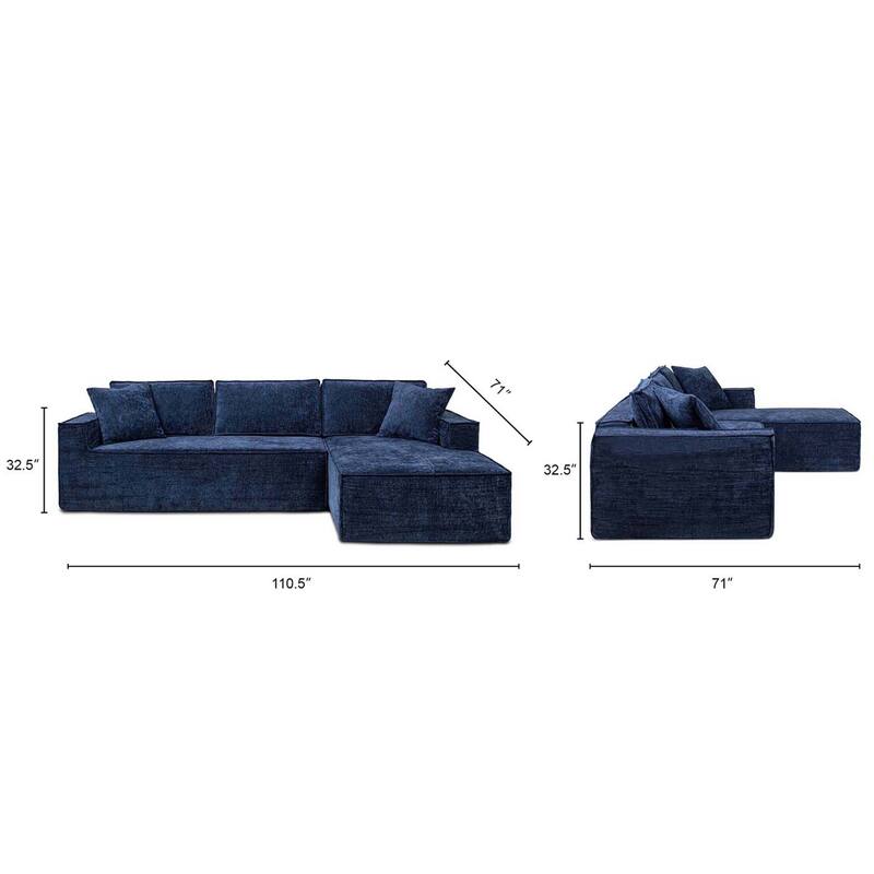 Brenley 110.5" Sofa-in-a-Box Chenille Upholstered Frameless 2-Piece Sectional Sofa