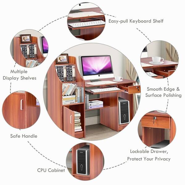 Shop Gymax Computer Study Desk Laptop Table Writing Workstation W