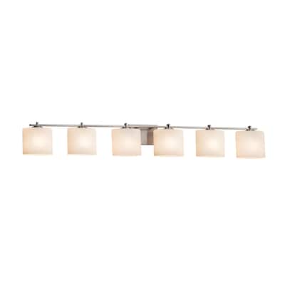 Justice Design Fusion Era 6-light Brushed Nickel Bath Bar, Opal Oval Shade