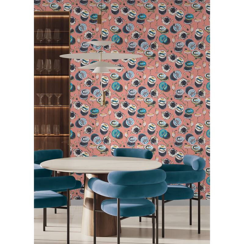 Champagne and Caviar Salmon Peel and Stick Wallpaper
