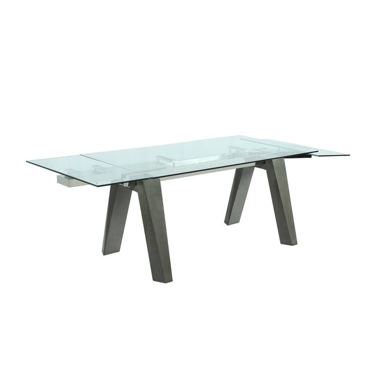 Somette Modern Dining Set with Extendable Glass Table & 2-Tone Chairs