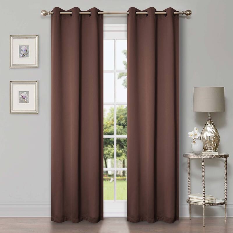 Superior Solid Machine Washable Room Darkening Grommet Curtains, Set of 2
