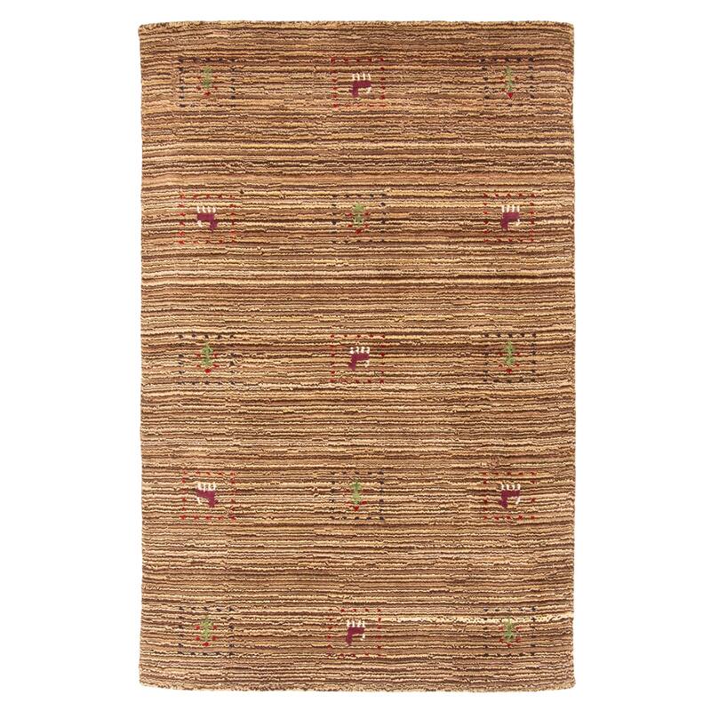 ECARPETGALLERY Hand Loomed Kashkuli Gabbeh Brown Wool Rug - 2'11 x 4'8