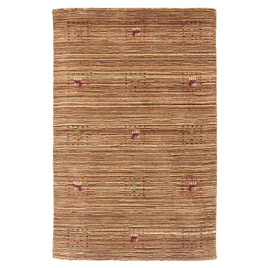 ECARPETGALLERY Hand Loomed Kashkuli Gabbeh Brown Wool Rug - 2'11 x 4'8