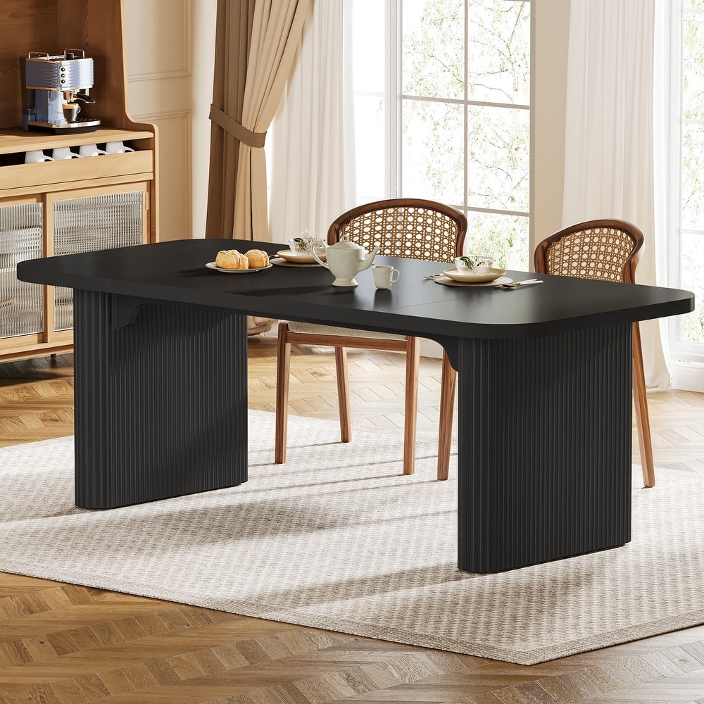 62-Inch Wood Dining Table for 4-6 People Modern Rectangular Kitchen Table for Dining Room Living Room