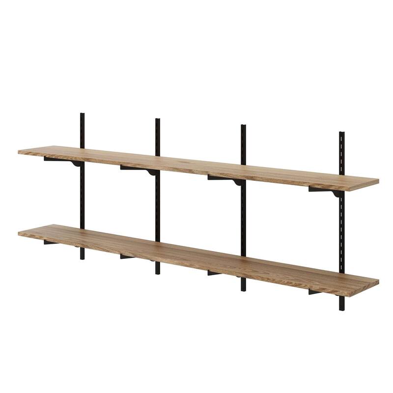 Wallniture Turin 60 Inch Long Wall Bookshelf, Floating Shelf with Adjustable Brackets, Farmhouse, Custom Finish and Tier Options