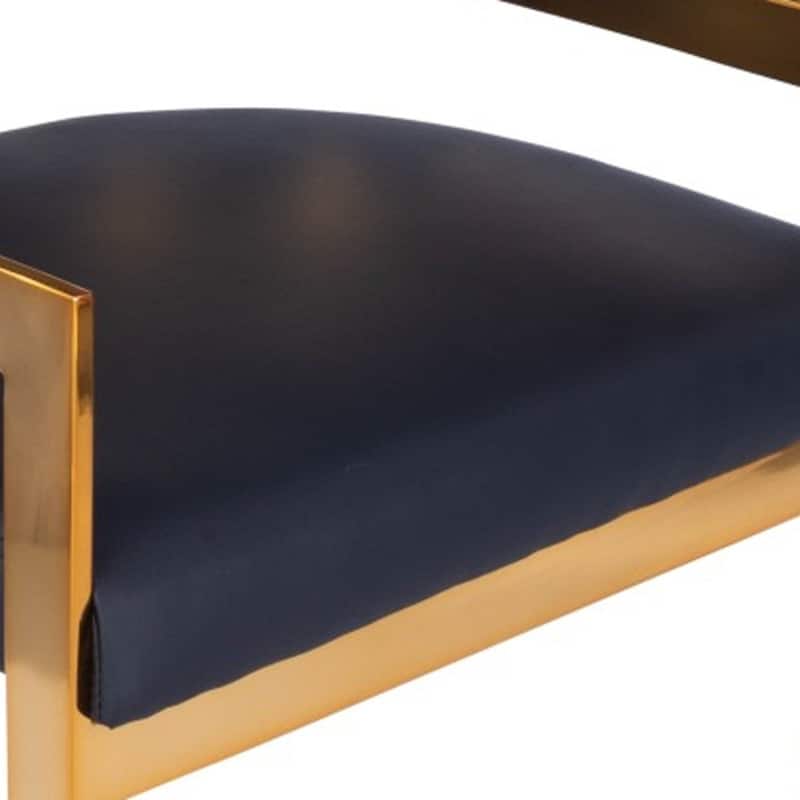 Gold Iron Counter Height Bar Stool with Arms and Faux Leather Seat - 19.5” x 19.75” x 28” (D x W x H)