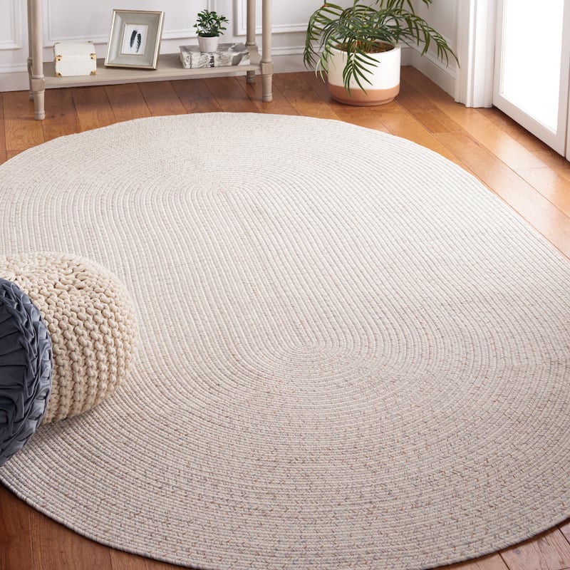 SAFAVIEH Handmade Braided Anthi Casual Rug - 9' x 12' Oval - Ivory/Light Grey