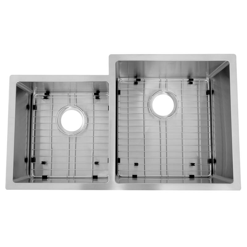 ZLINE 32" Jackson Undermount Double Bowl Scratch Resistant Stainless Steel Kitchen Sink with Bottom Grid (SRDL-32S) - 32 inch