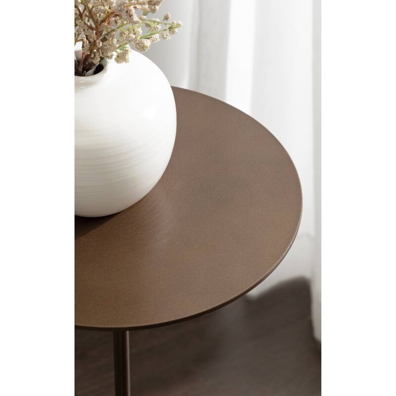 Kate and Laurel Joya Carved Wood and Metal Drink Table