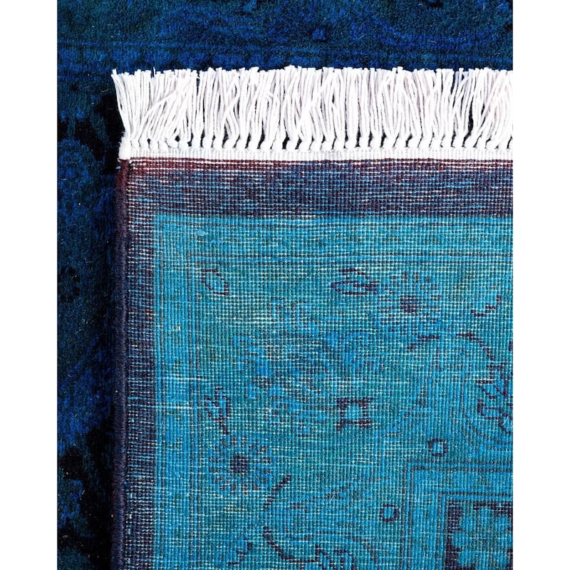 Fine Vibrance One-of-a-Kind Hand-Knotted Runner Rug - Blue, 2' 7" x 17' 6" - 2' 7" x 17' 6"