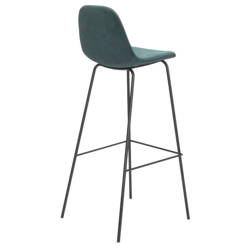 Maxine Velvet Bar Height Stools Black Legs (Set of 2)
