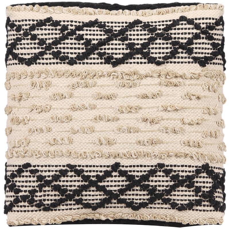 HERAT ORIENTAL Handmade Geometric Cotton Dhurrie Upholstered Footstool