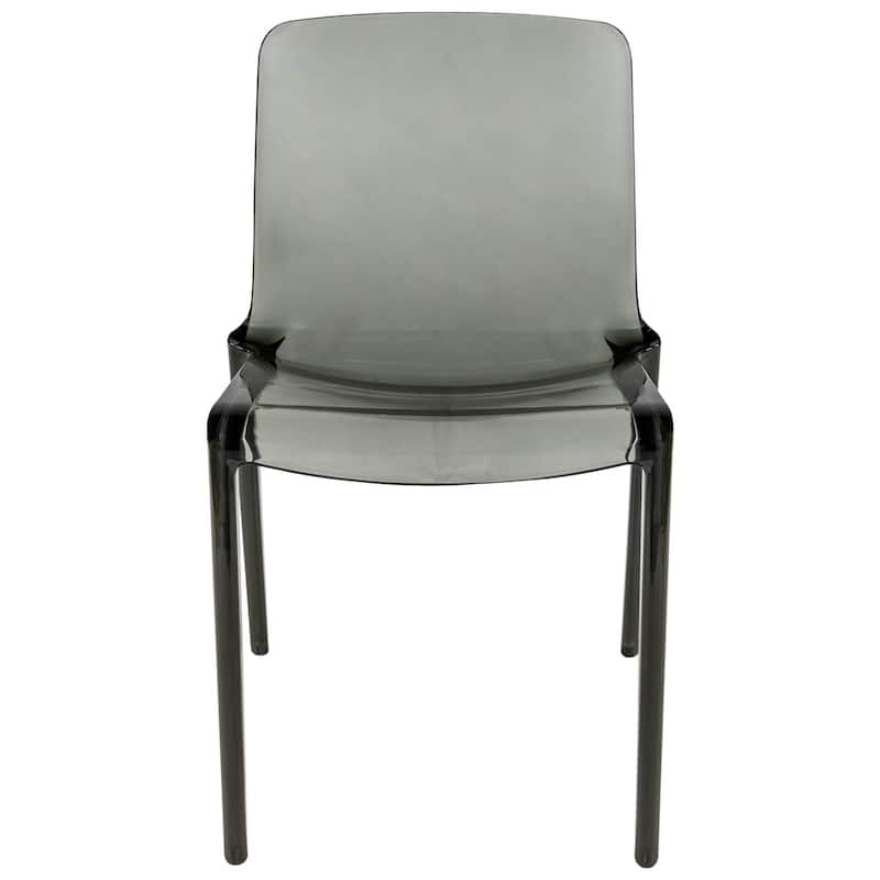 Stackable Plastic Dining Chair Set of 2 Modern Full Back Acrylic Transparent Side Chair