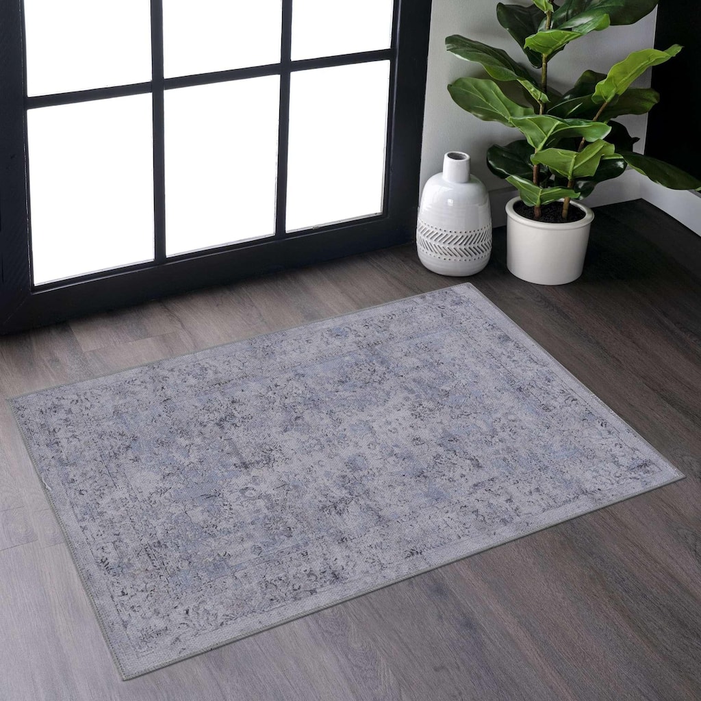 Vintage Rustic Textured Multi-Color Washable Rugs