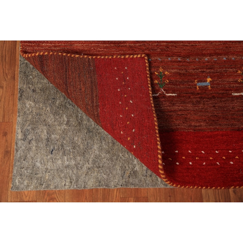 Orange Tribal Gabbeh Oriental Area Rug Handmade Wool Carpet - 6'9" x 9'9"