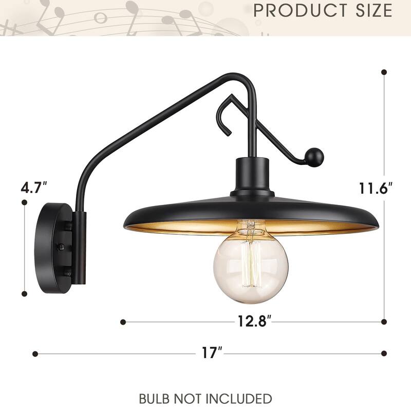 13" Farmhouse Gooseneck Barn Light Outdoor Wall Sconces