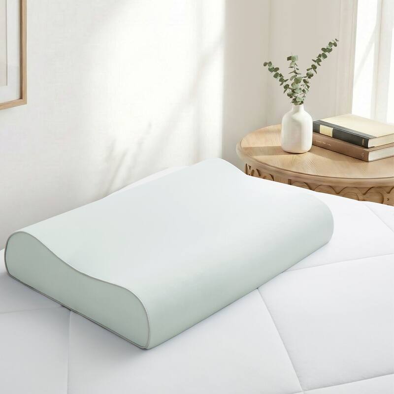 Cooling Ergonomic Contour Memory Foam Pillow with Breathable Removable Cover