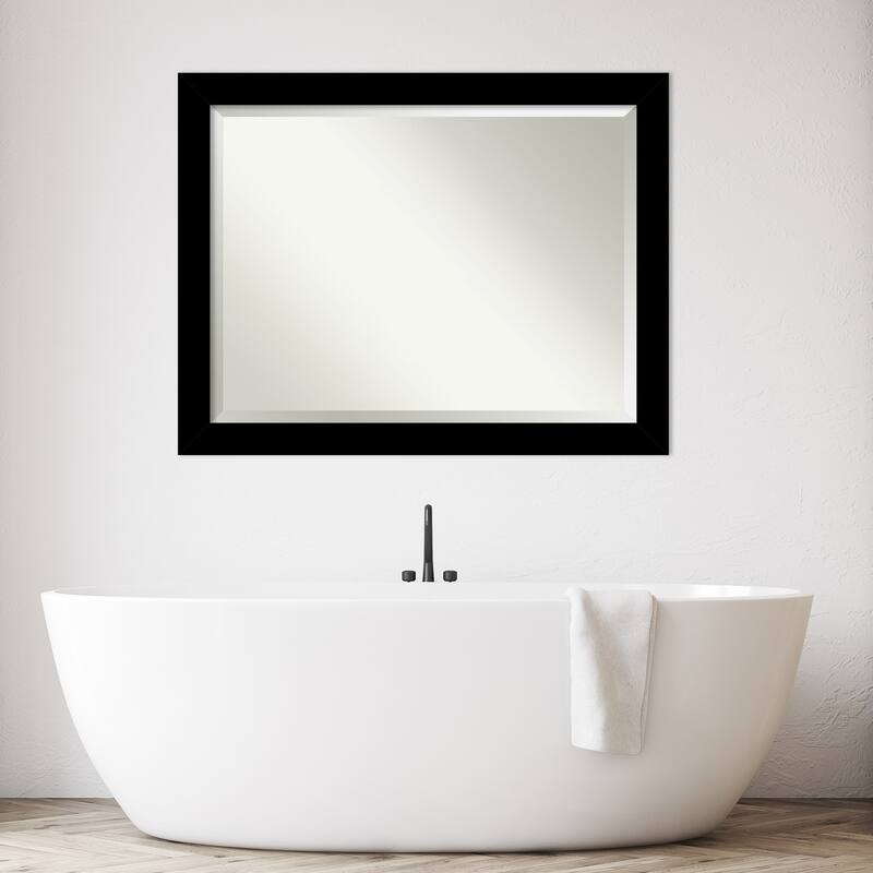 Basic Beveled Wood Framed Bathroom Vanity Wall Mirror