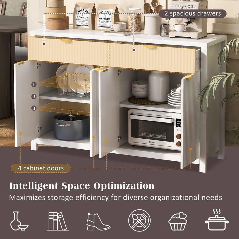 55.1" Modern Sideboard Cabinet with Adjustable Shelves and Aluminum Handles for Stylish Home Storage Solutions