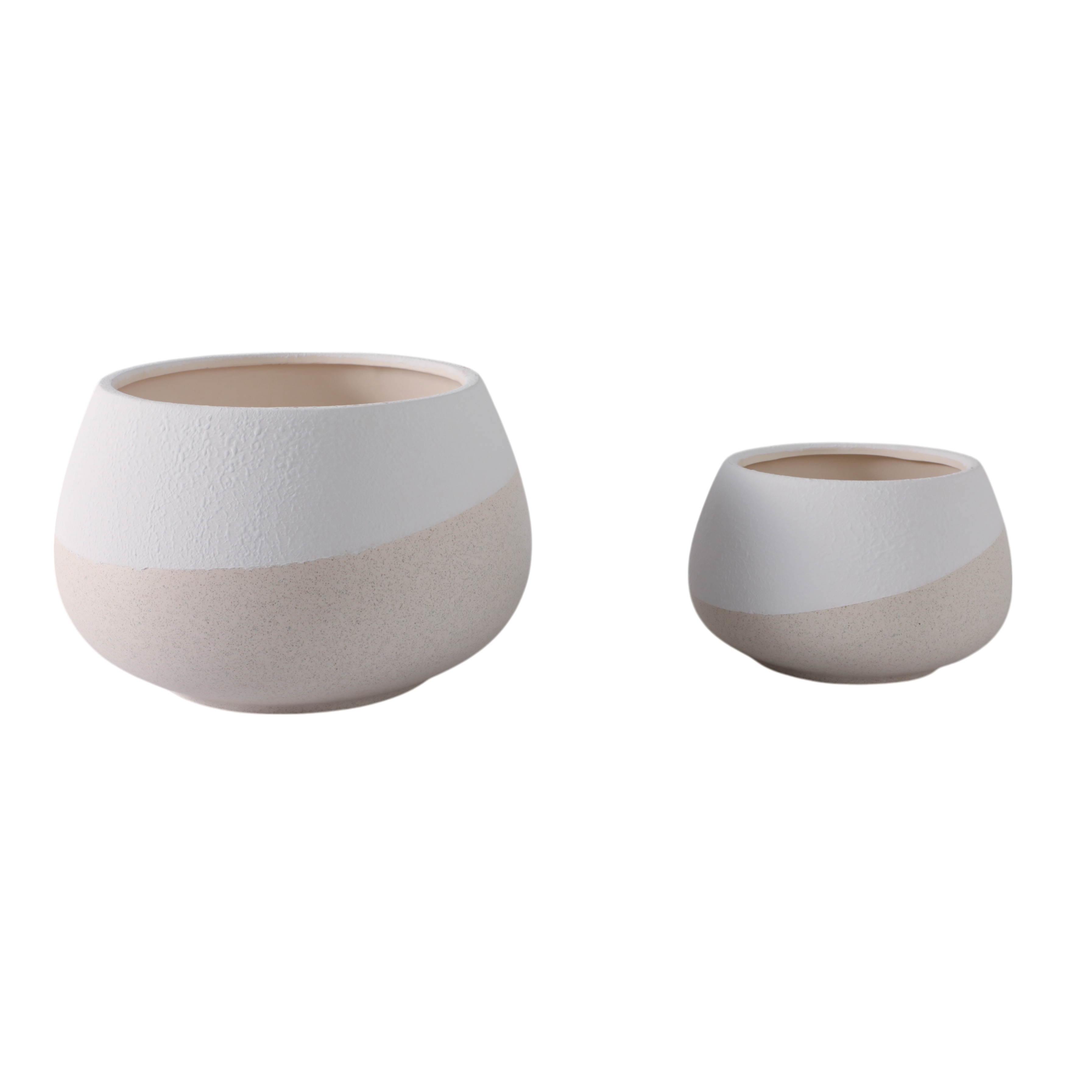 Ceramic Round Textured Planters - Set of 2, 12