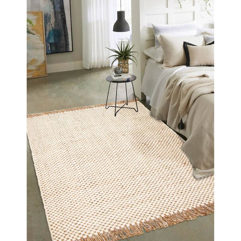 ECARPETGALLERY Flat-Weave Palas Denizli Cream Jute Kilim - 5'0 x 7'2