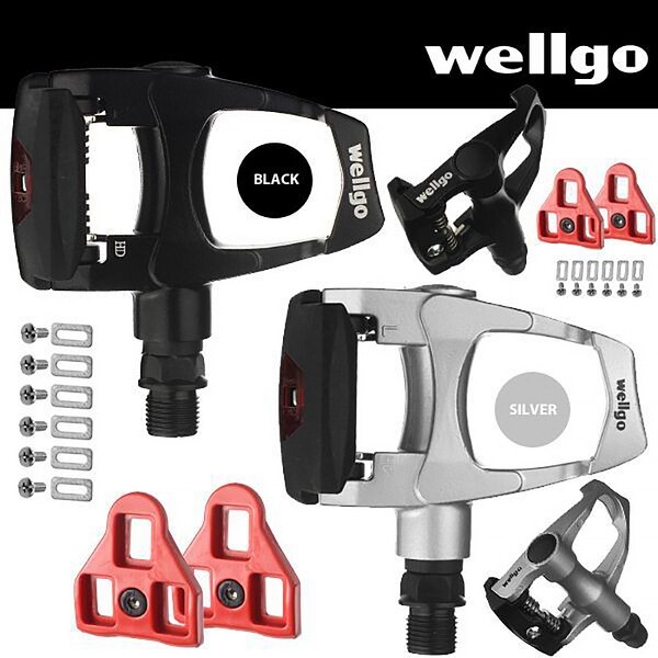 wellgo bike look delta compatible indoor cycling & road bike bicycle pedal set