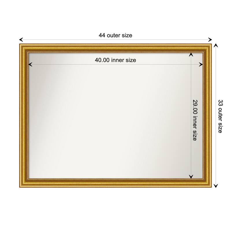 Townhouse Gold Framed Non-Beveled Custom Wall Mirror, Bathroom Vanity Mirror - Outer Size: 43.75 x 32.75