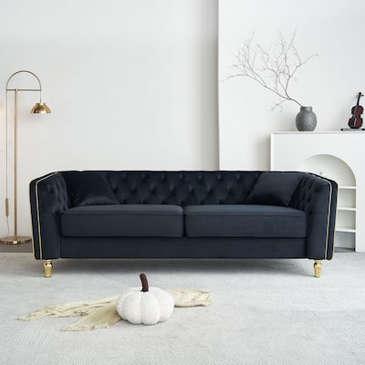 87.01"Modern Tufted Velvet Sofa ,Stylish And Comfortable For Living Room Sofa,Hotel Apartment