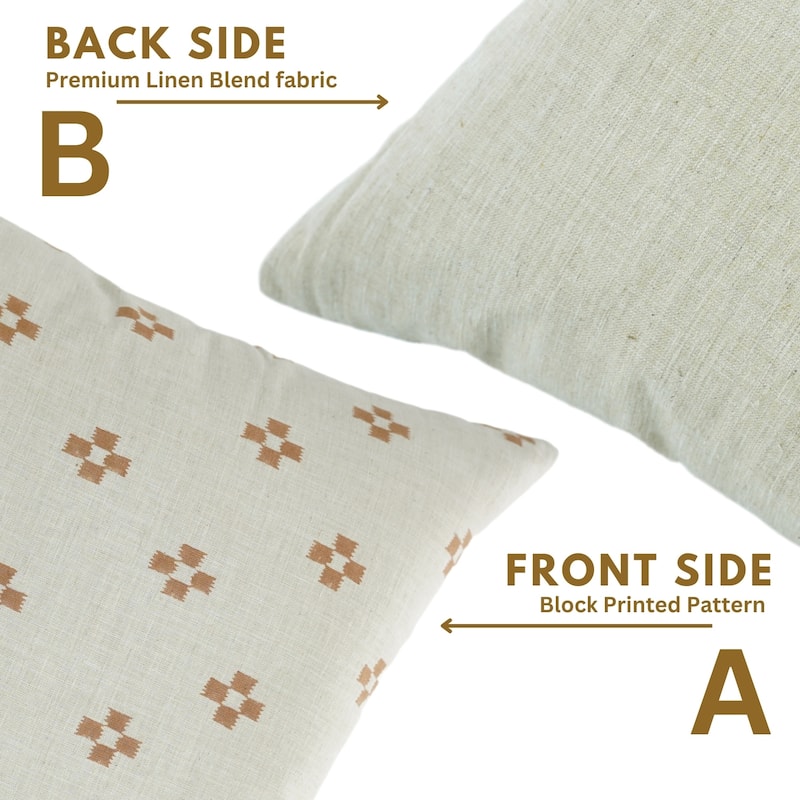 Fabdivine Soft Linen Cushion Cover Floral Block Print for Farmhouse Mustard Living Room or Office Décor, Banke Bihari